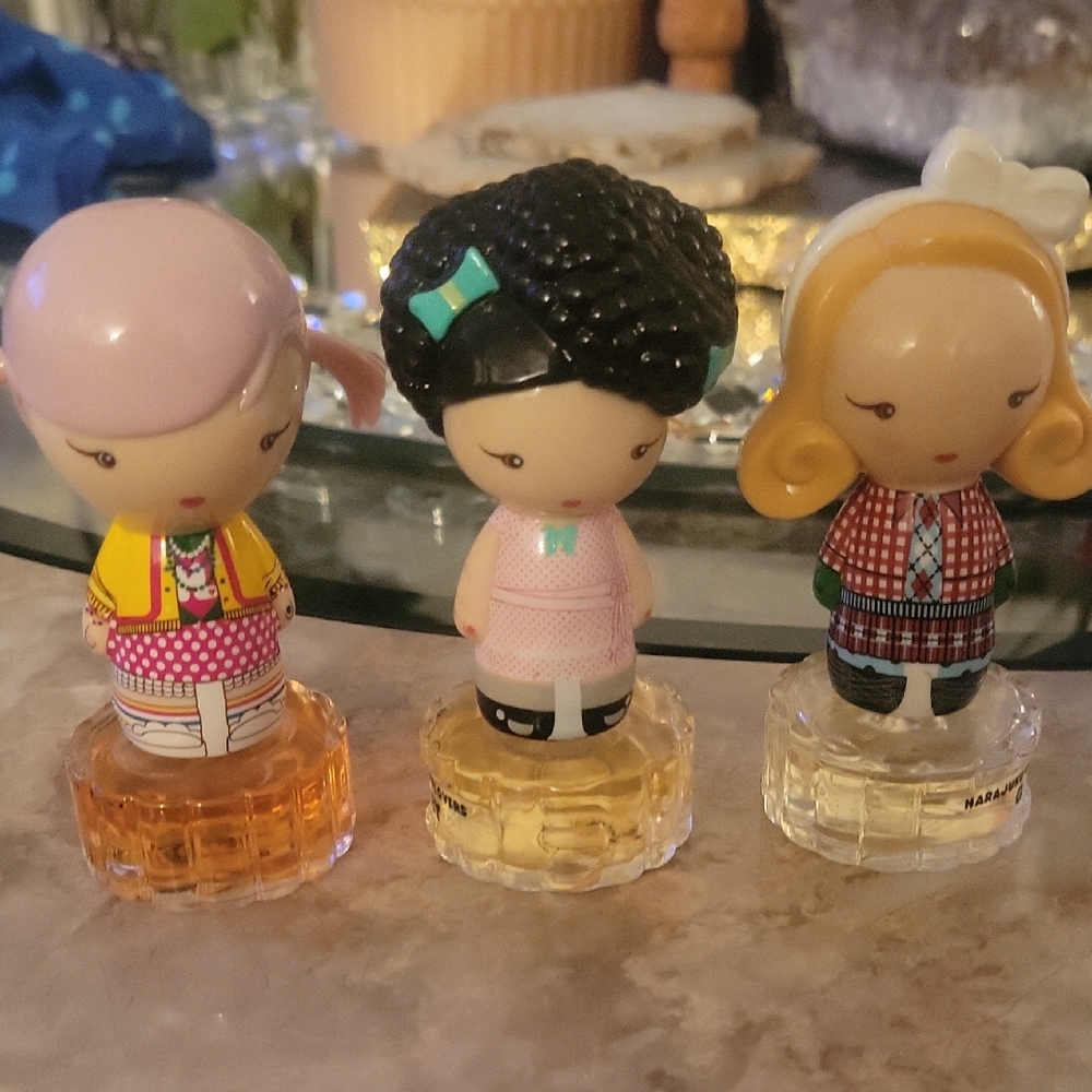 Set of 3 Cute Collectible Doll Bottles — Pink, Black, Blonde